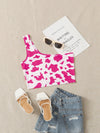 One Shoulder Cow Print Crop Top