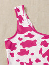 One Shoulder Cow Print Crop Top
