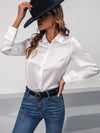 Satin Solid Button Front Shirt