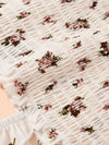 Ditsy Floral Ruffle Trim Shirred Top