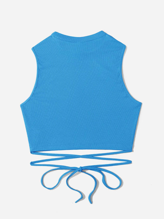 Crisscross Tie Back Crop Tank Top