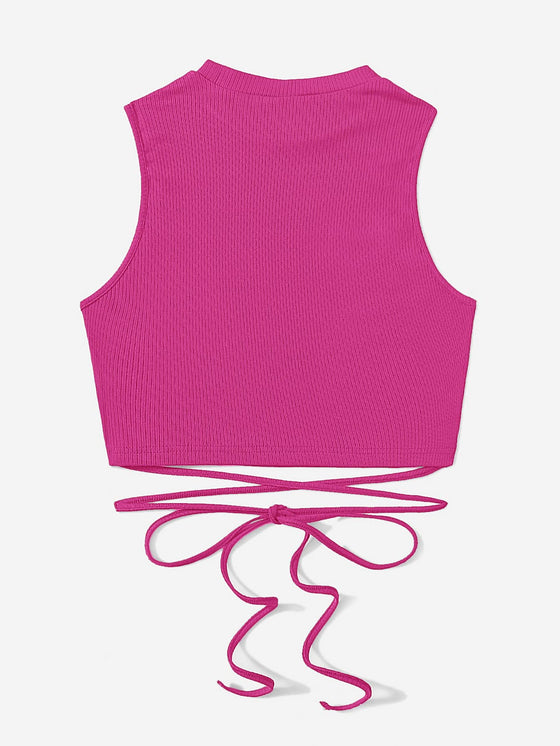 Crisscross Tie Back Crop Tank Top