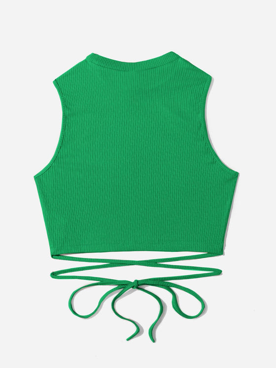 Crisscross Tie Back Crop Tank Top