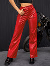 High Waist Straight PU Leather Pants