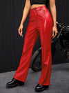 High Waist Straight PU Leather Pants