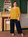 Plus Butterfly Sleeve Overlay Blouse