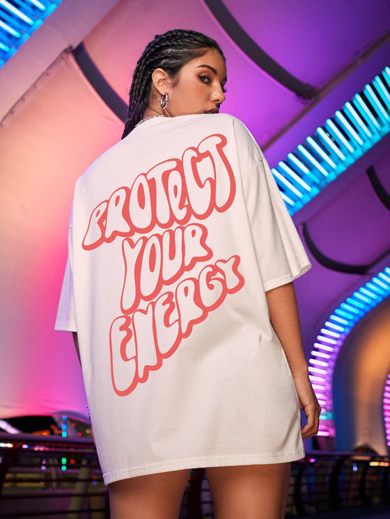 Slogan Graphic Oversized Tee