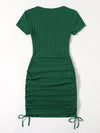 Plus Drawstring Side Rib knit Bodycon Dress