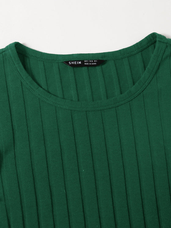 Plus Drawstring Side Rib knit Bodycon Dress