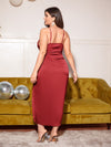 BAE Plus Draped Collar Wrap Satin Cami Dress