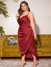 BAE Plus Draped Collar Wrap Satin Cami Dress