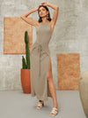 Tie Front Split Thigh Dress