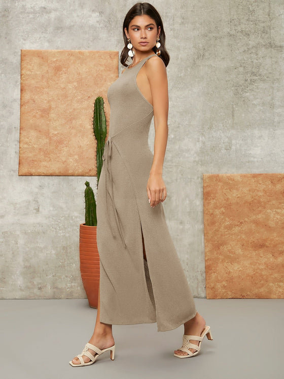 Tie Front Split Thigh Dress