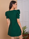 Clasi Puff Sleeve Solid Dress