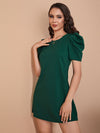 Clasi Puff Sleeve Solid Dress