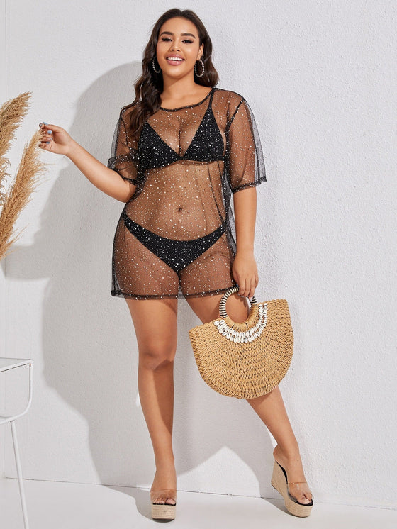 Plus Sheer Mesh Cover Up