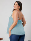 Plus Solid Scallop Trim Cami Top