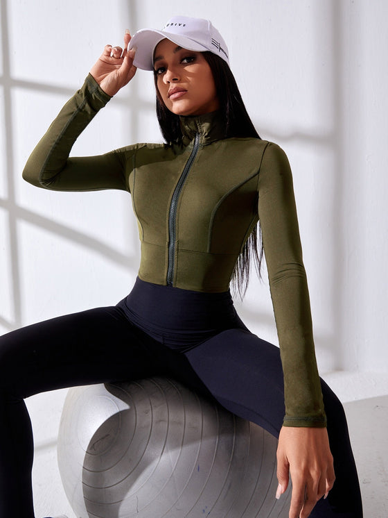 Zip Up Crop Sports Jacket