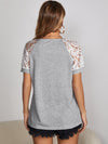 Contrast Lace Raglan Sleeve Tee