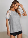 Contrast Lace Raglan Sleeve Tee