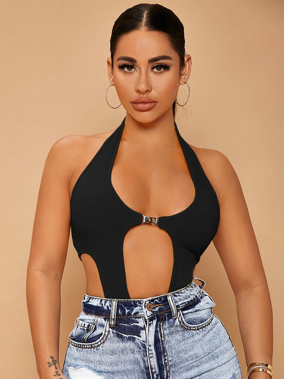 Backless Cut Out Halter Bodysuit