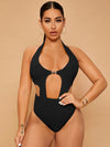 Backless Cut Out Halter Bodysuit