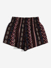 Shirred Waist Geo Print Shorts