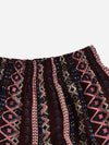 Shirred Waist Geo Print Shorts
