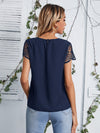 EMERY ROSE Keyhole Neck Lace Sleeve Top