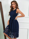Mesh Panel Belted Dress