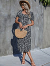 Sweetheart Ditsy Floral Print Puff Sleeve Slit Hem Dress