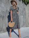 Sweetheart Ditsy Floral Print Puff Sleeve Slit Hem Dress