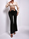 Crisscross Tie Back Flare Leg Pants