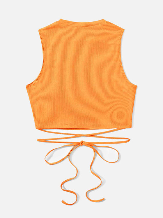 Crisscross Tie Back Crop Tank Top
