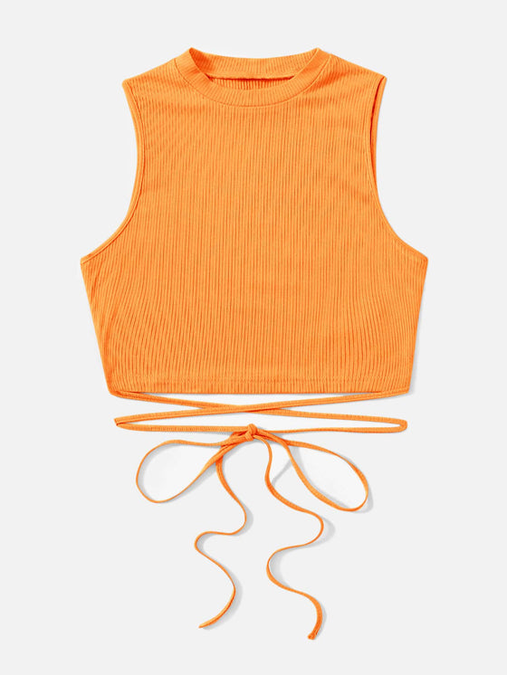 Crisscross Tie Back Crop Tank Top