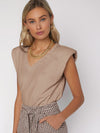 V Neck Shoulder Pad Tank Top