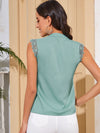 Notch Neck Guipure Lace Trim Top