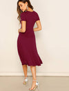 Solid Round Neck A line Dress
