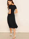 Solid Round Neck A line Dress