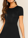 Solid Round Neck A line Dress