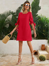 Pearls Cut out Sleeve Knot Cuff Dress
