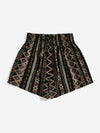 Shirred Waist Geo Print Shorts