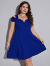 Plus Cold Shoulder Flare Hem Dress