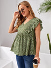 Maternity Allover Print V neck Ruffle Armhole Top