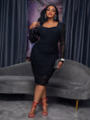 SXY Plus Sweetheart Neck Ruched Mesh Bodycon Dress