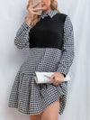 Plus Gingham Print Ruffle Hem Dress
