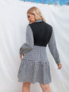 Plus Gingham Print Ruffle Hem Dress