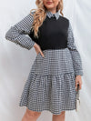 Plus Gingham Print Ruffle Hem Dress