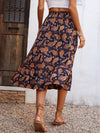 Paisley Floral Print Ruffle Hem Skirt