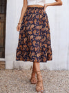Paisley Floral Print Ruffle Hem Skirt